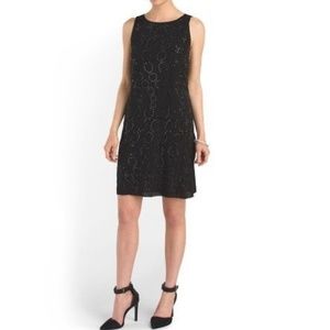DVF Diane Von Furstenberg Beaded-Front Sleeveless Silk Shift Dress, Black